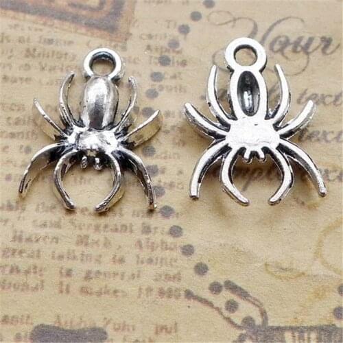 200Pcs/lot Vintage Silver Spider Charms 18x13MM Insect Charms for Jewelry Making