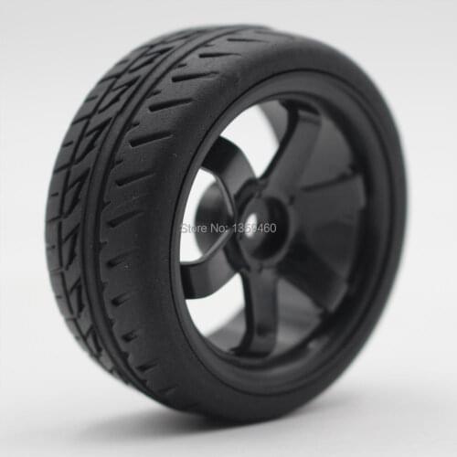 4pcs 1/10 RC Soft Rubber Touring Tire Tyre Wheel Rim W6SNK(Black) 3/6/9mm Offset for 1:10 Touring Car 10005+21007