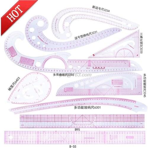 9pcs Sewing French Curve Ruler Measure Dressmaking Tailor Drawing Template Craft Tool Set