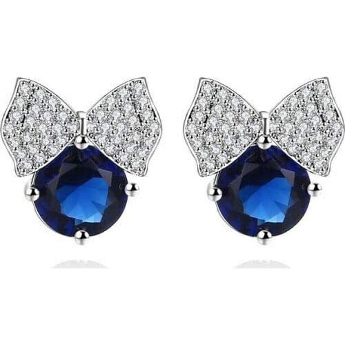 Bettyue Hot Sale Wholesale AAA Multicolor Cubic Zircon Cute Bowknot Shape Jewelry White Needle Earrings For Woman Wedding Gifts