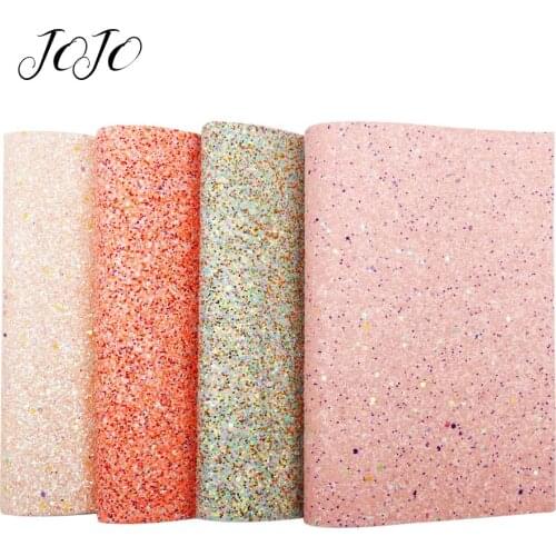 JOJO BOWS 22*30cm Sparkly Chunky Glitter Fabric For Needlework Solid Glazed Sheet For Bows Home Decoration DIY Craft Accessory