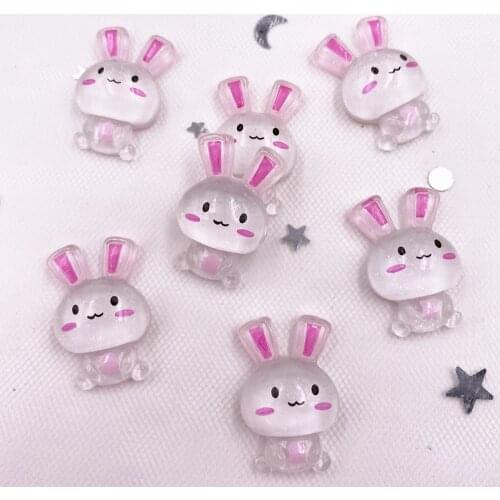30PCS Glitter Resin Kawaii Colorful 3D Rabbit Flatback Cabochon Stone Scrapbook DIY Decor Home Figurine Crafts Supplie SH253