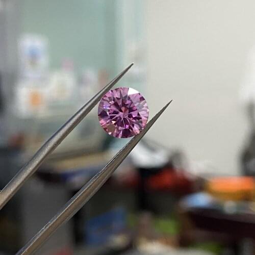 7mm 1.2 Carats Pink Moissanite Diamond VVS1 Clarity Synthetic Round Brilliant Cut Color Stone Loose