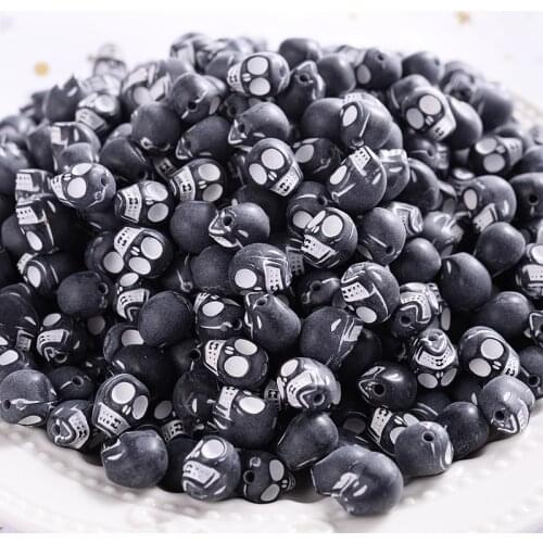 Acrylic Beads Black Skull Loose Beads for Handmade Bead Making Jewelry Making Halloween Diy Bracelet Necklace Accessories