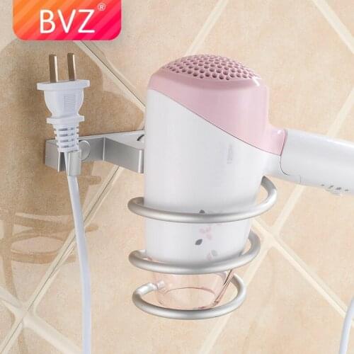 BVZ Bathroom storage Wall-mounted Hair Dryer Hanger with hook Bathroom Shelves Storage Hairdryer holder salon toilet shelves