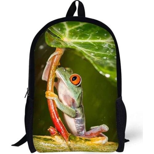 AnyFocus black Backpack Animal frogs Pattern for Teenagers Cool School Bags for Boys Mochilas Rucksack 3D Printed Bookbags