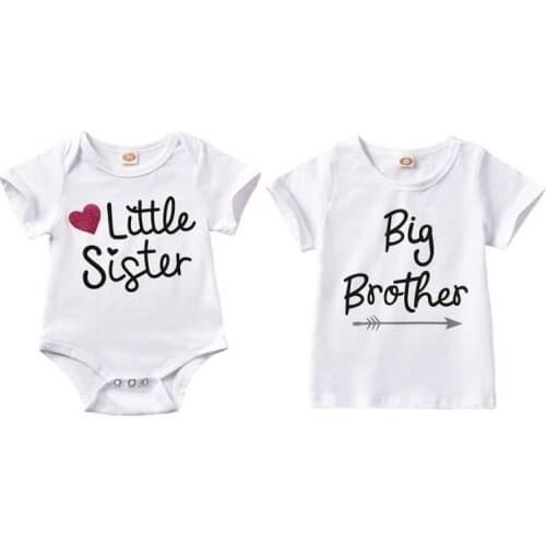 2019 Cute Sister Brother Matching Romper/T-shirt Kid Baby Boy T-shirt Girl Bodysuit Outfit Children Clothes
