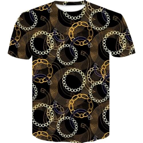 Summer new 3D Gold chain crown Print Hip Hop T shirt for Men/Women t-shirt 2021 Short Sleeve Luxury style Brand Unisex Clothing