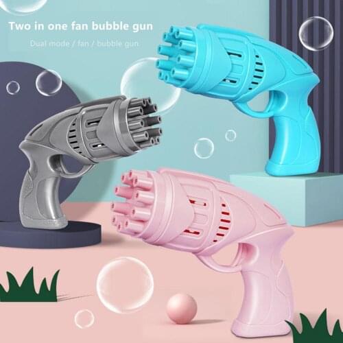 Gatling Bubble Machine 10-Hole Electric Bubble Gun 2-in-1 Fan Combo Function Interactive Toy Summer Childrens Toy Gun For Child