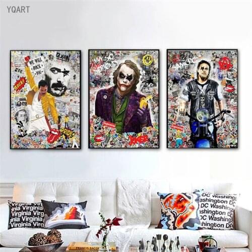 Graffiti Artwork of Abstract Figure Canvas Posters Printings Pop Street Wall Art Pictures for Modern Home Living Room Decor