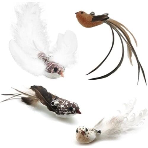 Dorakitten Cat Toys Replacement Toy Interactive 4Pcs Faux Bird Cat Wand Refill Cat Teaser Refill Pet Accessories Pet Supplies
