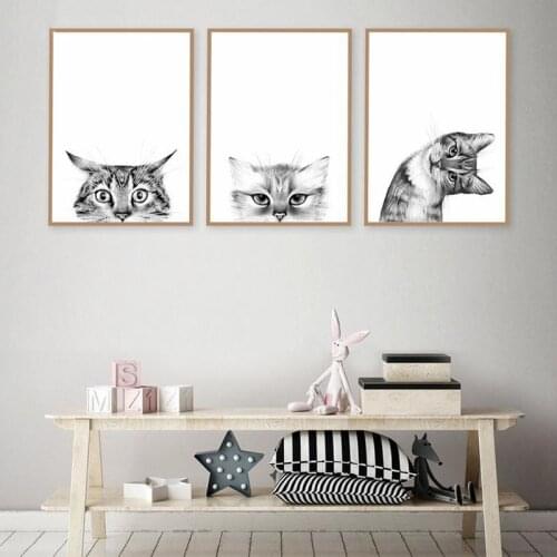 Canvas Painting Nordic Style Pictures Hd Prints Cat Funny Animal Wall Artwork Modular Minimalist Poster For Kids Room Home Decor