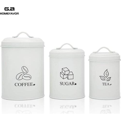 3 Pcs Storage Boxes Coffee Sugar Tea Jars Bin Canister Set Food Container Factory Customized Fashion Metal Bucket With Seal Ring