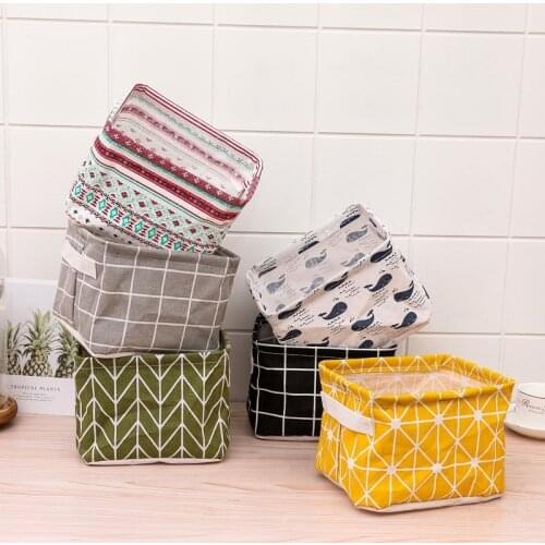 1PCS Foldable Desktop Storage Basket Sundries Storage Box Underwear Cosmetic Organizer Jewelry Scarf Socks Storage Basket Bags