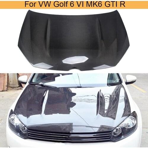Car Engine Hood Cover Trim for Volkswagen VW Golf 6 VI MK6 GTI R 2010 - 2013 Car Front Engine Hood Bonnet Cover Carbon Fiber