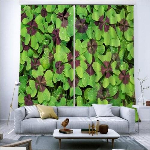 Kitchen Curtains window Clover print Luxury Blackout Living Room girl Bedroom Customized size Cortinas Drapes Rideaux pillowcase