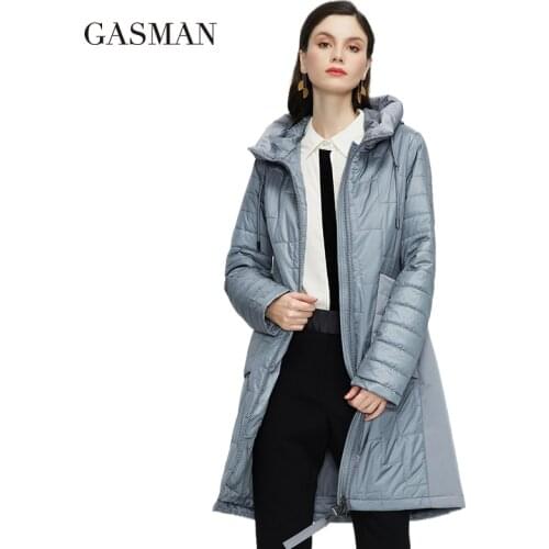 GASMAN 2021 New Womens spring jacket long Thin Cotton hooded coat women casual fashion parka Autumn jackets high quality 81868