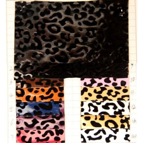 Many different color for choose wholesale Flocked leather leopard spots synthetic PU leather fabric waterproof