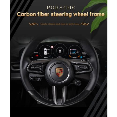 2020 New For Porsche Panamera 911 Taycan Real Carbon Fiber Interior Steering Wheel Cover Trim Frame Protection Decoration