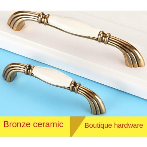 New Yellow Bronze Ceramic Wardrobe Drawer Furniture Handle Black/white Kitchen Cabinet Door Handle Garden Hardware Decoration