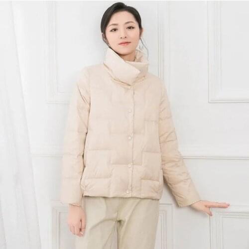 Loose Short Women Parkas Solid Thick 2021 Cansual Winter Jackets Stand collar Snaps Female Warm Elegant Coats New Female Jackets