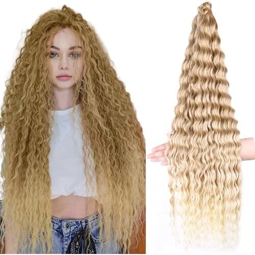 32 Inch Deep Wave Synthetic Hair Crochet Ocean Wave Nature Wear Braiding Hair Extensions Hair Extension for Women