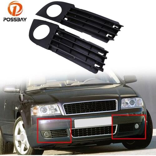 POSSBAY Black Car Front Grill for Audi A6 C5 Sedan&Avant 2002-2005 Facelift Car Fog Light Cover Grilles Replacement Car-styling