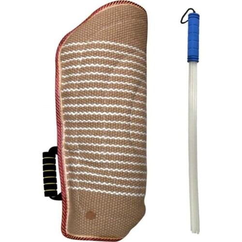 Professional Dogs Bit Training Arm Sleeve with Whip Agitation Stick for Arm Protection Biting Pet Interactive for Puppy