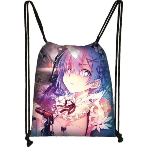 Re:Zero kara Hajimeru Isekai Seikatsu drawstring bag women storage bag Anime Emilia Rem teenager backpack kids bookbag gift