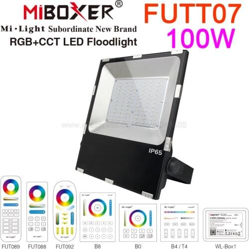 MiBoxer FUTT07 100W RGB+CCT LED Floodlight Waterproof Outdoor Lamp AC220V 2.4G RFRemote iOS/Android APP WiFi Alexa Voice Control
