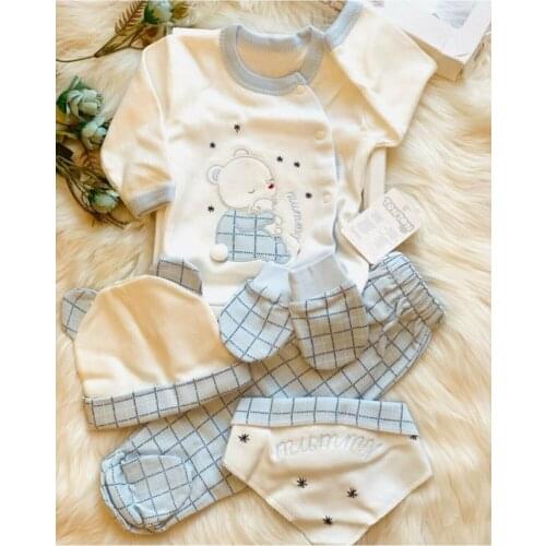 Tonton Baby Boy Ecru 5 Liter Hospital Outlet Newborn Set cotton and printed