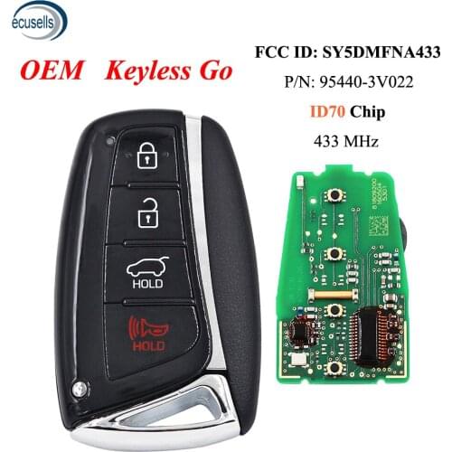 OEM Keyless Entry Panic Fob Smart Key Remote P/N:954403V036 For HYUNDAI Azera 15-17 433MHZ ID70 Chip FCC ID: SY5DMFNA433