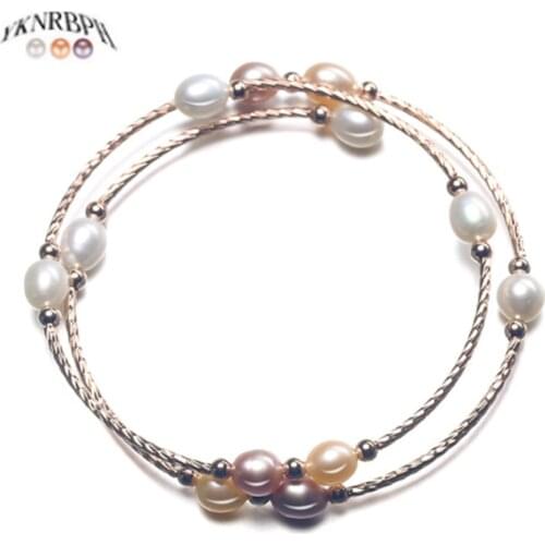 YKNRBPH Womens Freshwater Pearl Bracelet 18K gold color-retaining accessories Party JIne Jewelry