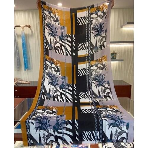 Chain Print Women Pashmina Wraps Long Lightweight Luxury 100% Cashmere Scarf Foulard 200*100cm