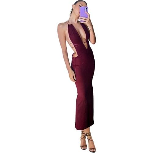 XLLAIS Knitting Backless Bodycon Slim Dresses For Women Summer Birthday Party Vestidos Femme Elegant Club Drawstring Soft Robe