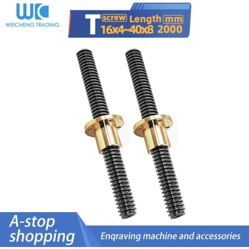 1/2PC 2m T-shaped screw diameter 16 18 20 22 24 25 28 30 32 36 38 40 + copper nut pitch lead 4/5/6/8mm cnc machine parts