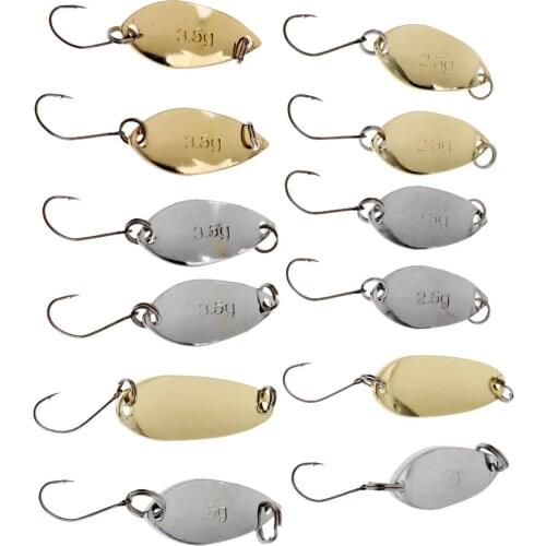 12 pcs Carp Fishing Spinner 2.5/3.5/5g Hard Bait Spoon Sequins Bait High Attractive Gold Silver Hard Lures for Fishing Lovers