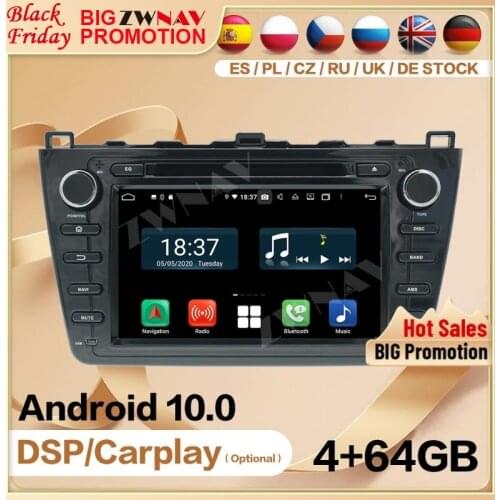 128G 2 Din For Mazda 6 Mazda6 2009 2010 2011 2012 Android 10 Screen Multimedia Stereo Audio Radio GPS Navi Head Unit Auto Stereo
