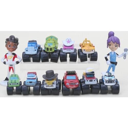 3-7cm 12pcs/set Blaze Flame Machines Trucks Model Action Figures Model Toy