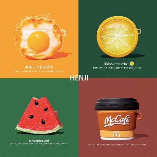 3D Poached Egg Lemon Cover for AirPods Pro 3 Cartoon Protective Case Cute Silicone Bluetooth Earphone Case for Airpods 1 2