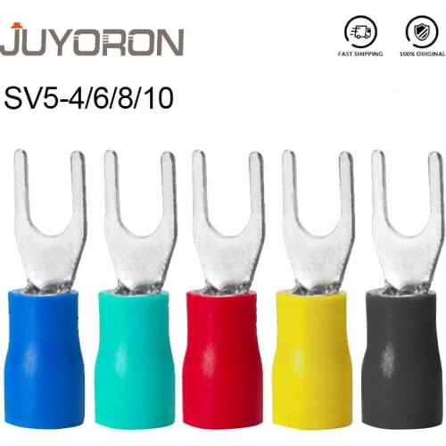 500pcs SV5-4/6/8/10 Blue Furcate Crimp Terminal Insulated Cable Wire Connector Electrical Lug