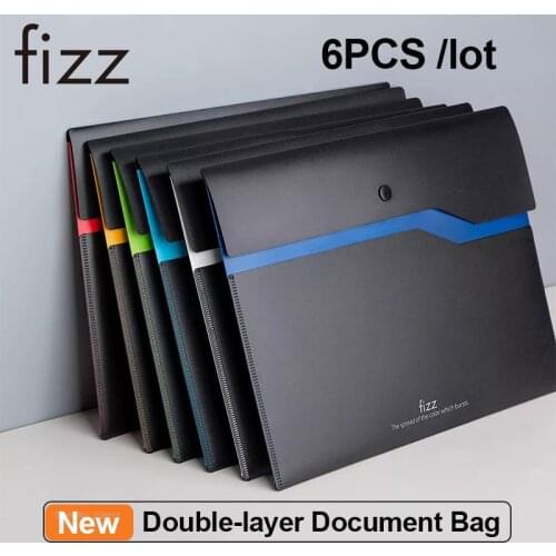 6pcs/lot Fizz Color Double-layer Document Bag File Folder Business Briefcase Office Supply Stationery Storage Bag