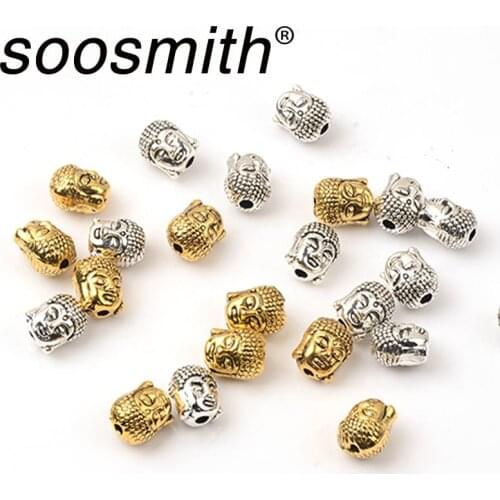 8x10mm15 pcs Gold, silver Metal alloy Buddha head beads Alloy spacer beads For Jewelry Making DIY Accessorie Wholesale