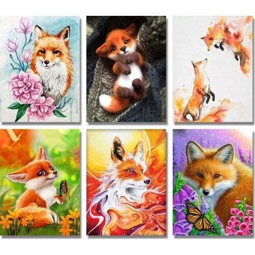 Diy 5D Diamond Painting Full Round Fox Diamond Embroidery Animals Fox Rhinestones Diamond Mosaic Pattern Beads Picture Kits