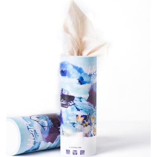 Car Cup Holder Cylindrical Tissue Storage Box Set 3-layer Disposable Bamboo Pulp Tissue Box Car Supplies