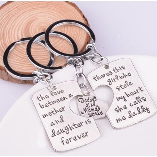 Bespmosp 1/3PC Mom Daddy Girl Who Stole My Heart Love Between Mother Daughter Key Chains Ring Fob Keyring Keychain Family Women
