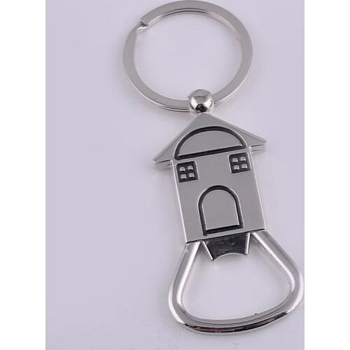 Cartoon House-home Shaped Beer-Bottle-Can-Opener keychain Women Bag Charm Key chains Men metal car key ring gift Jewelry