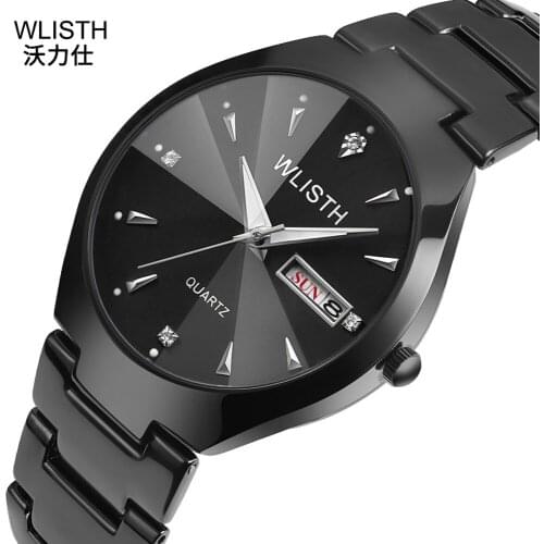 WLISTH Watches for Men Quartz Wristwatch 2020 Top Quality Tungsten Steel Waterproof Students Watch Date Week Display Mens Watch