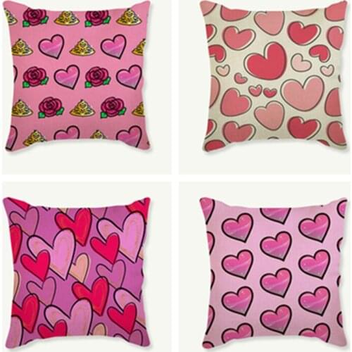 Heart-shaped Style Decorative Cushion Cover Cotton Linen Pillow Cover Seat Cushion Cover For Sofa Car Pillow Case Home Decor