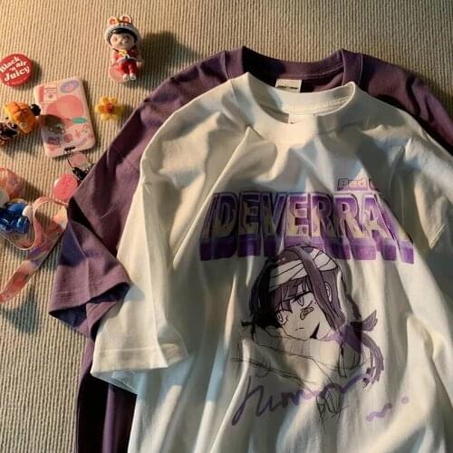 T Shirt Harajuku Top Women tshirt T-shirt Female cotton shirt punk Harajuku Japanese sweet Anime character print clothes tshirt